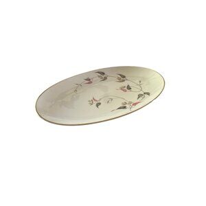 Noritake Arden - Pink Grey Branche Gold Rim Oval Platter Plate